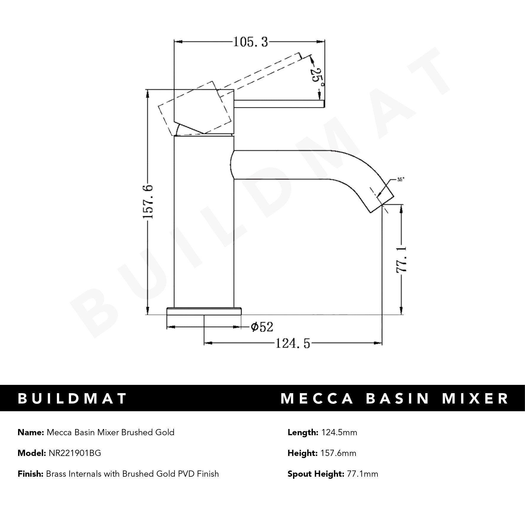 Mecca Basin Mixer Brushed Gold