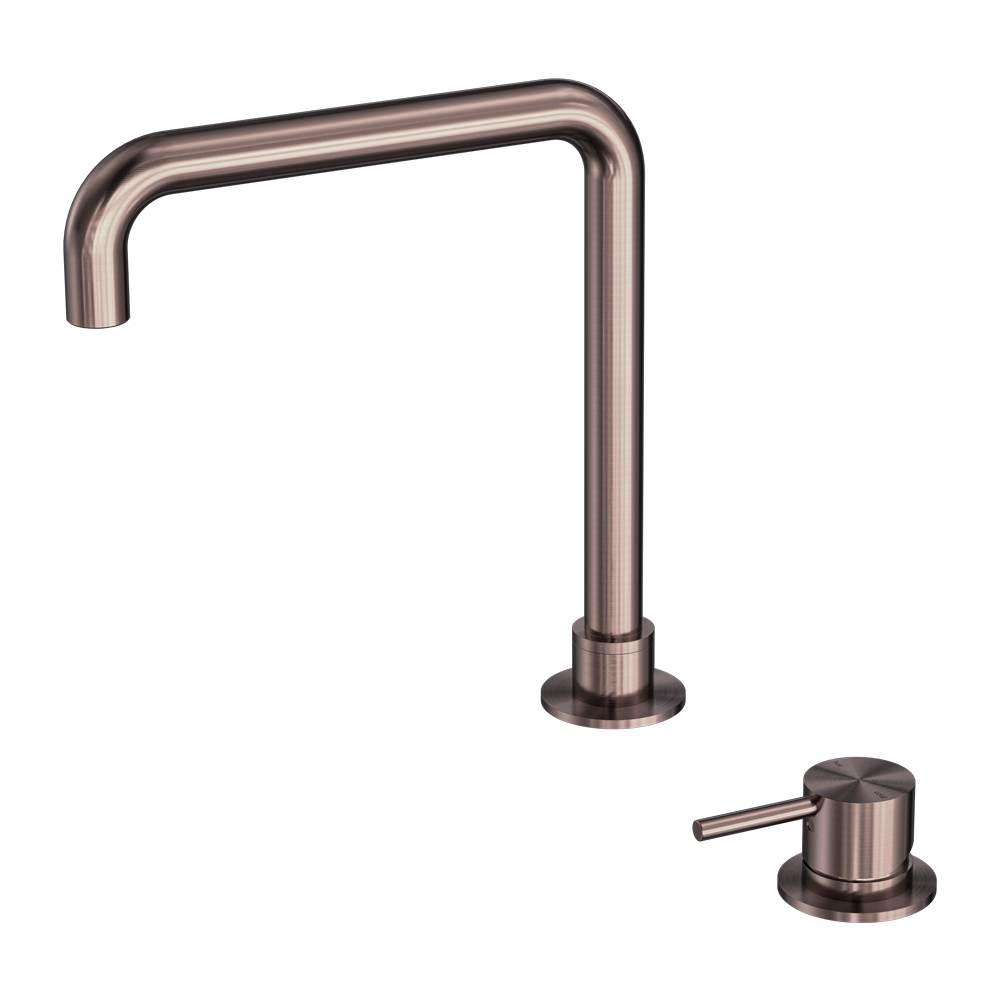 Mecca Hob Basin Mixer Square Swivel Spout Brushed Bronze