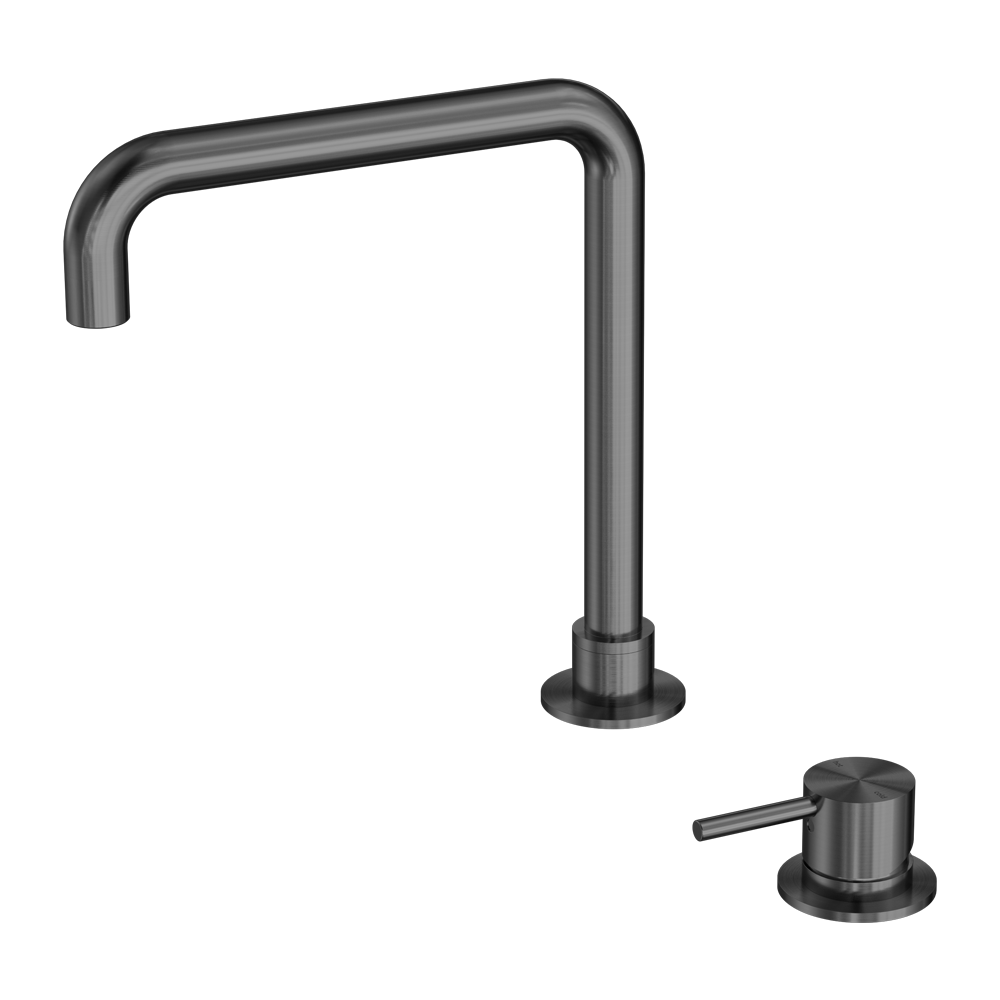 Mecca Hob Basin Mixer Square Swivel Spout Gun Metal