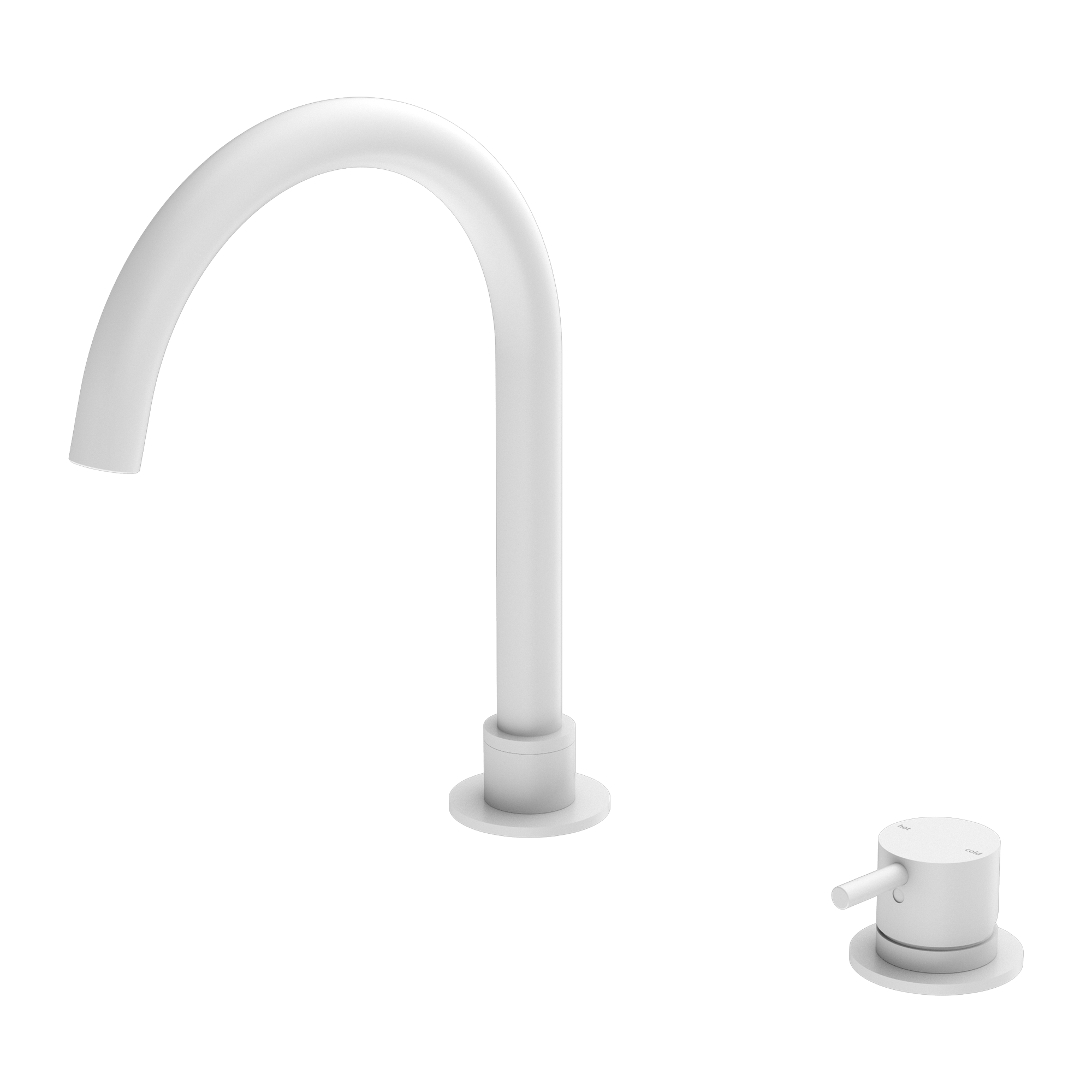 Mecca Hob Basin Mixer Round Swivel Spout Matte White