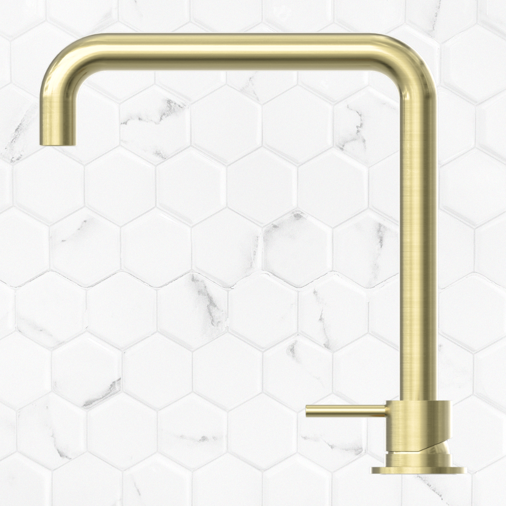 Mecca Hob Basin Mixer Square Swivel Brushed Gold