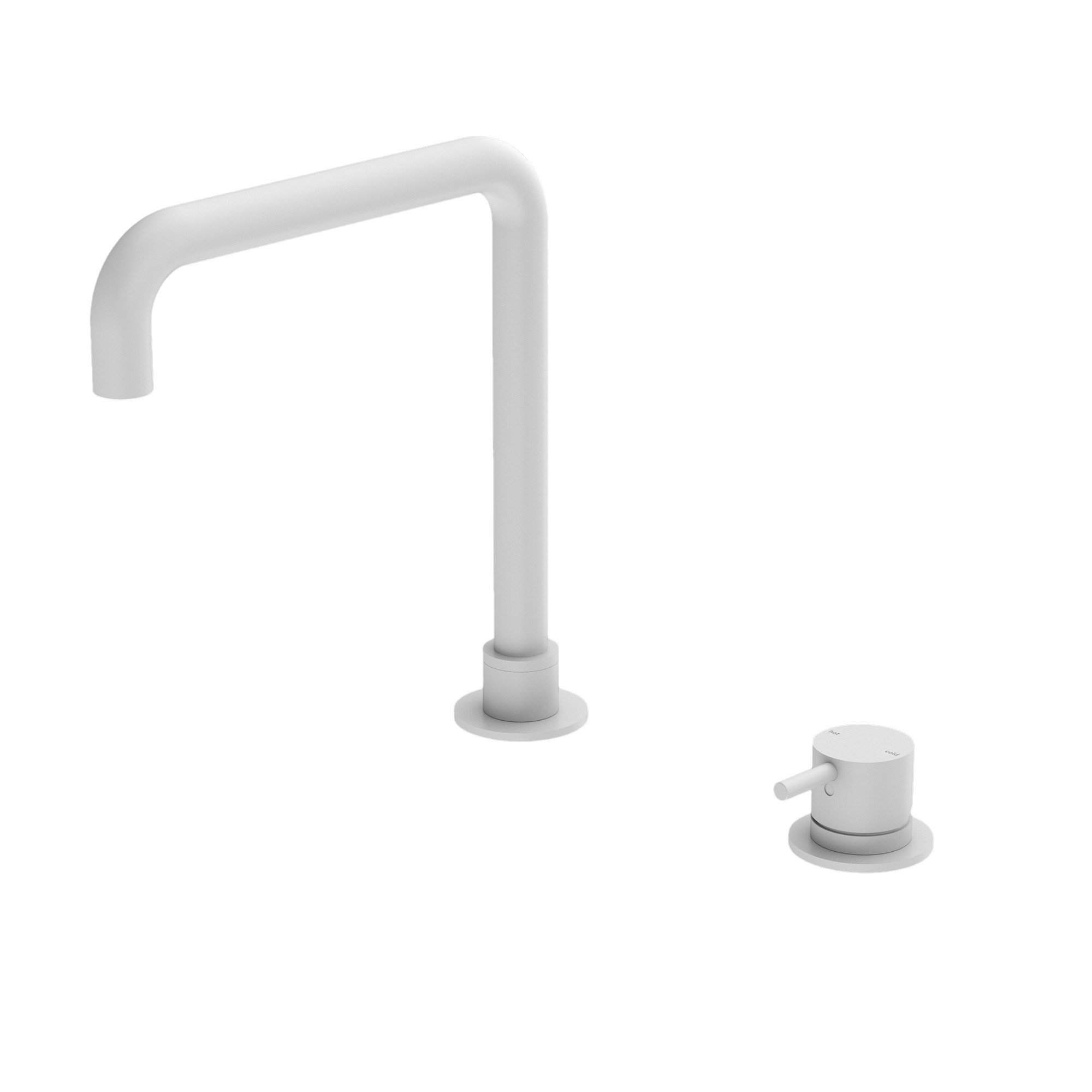 Mecca Hob Basin Mixer Square Swivel Spout Matte White