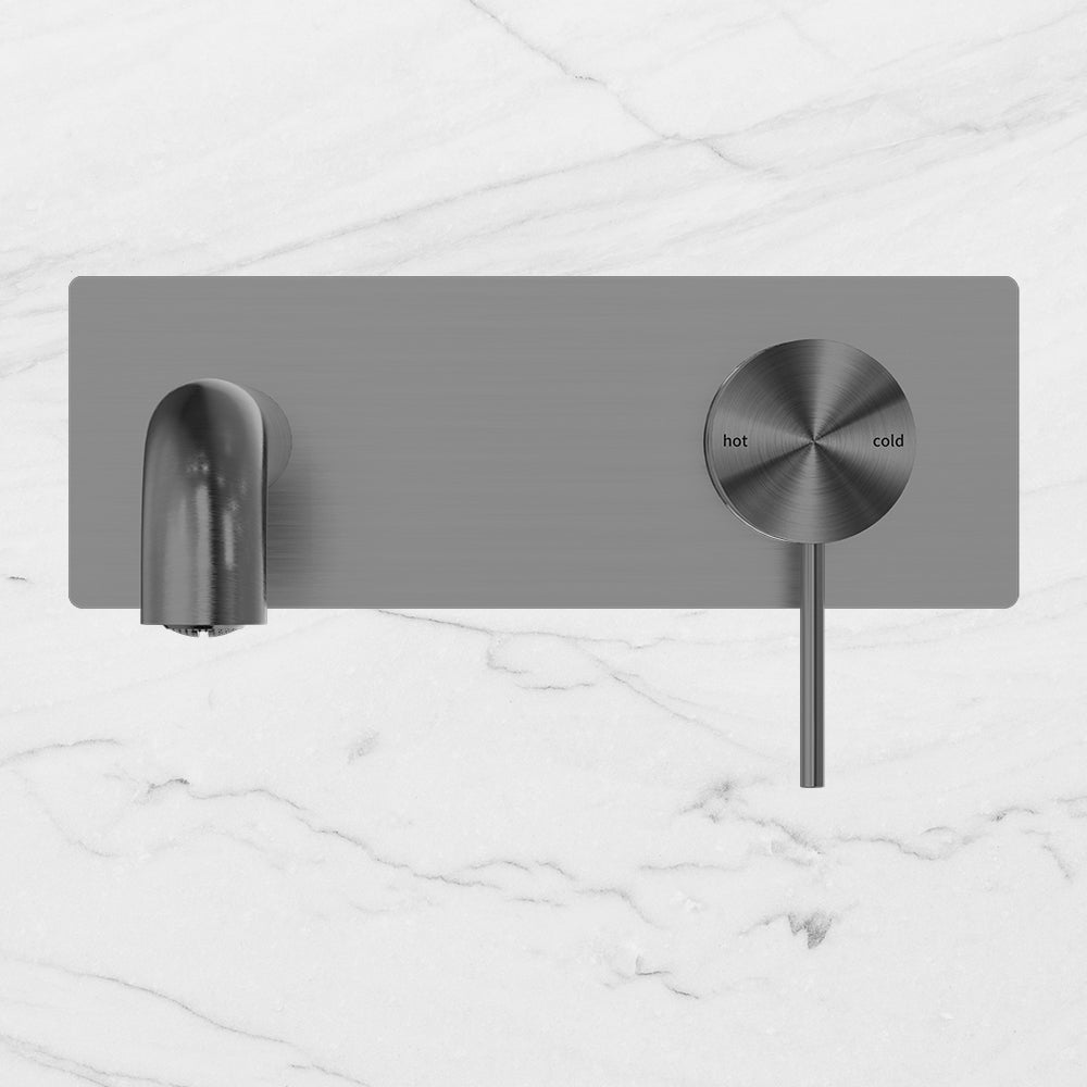 Mecca Wall Basin Mixer 185mm Spout Brushed Gunmetal