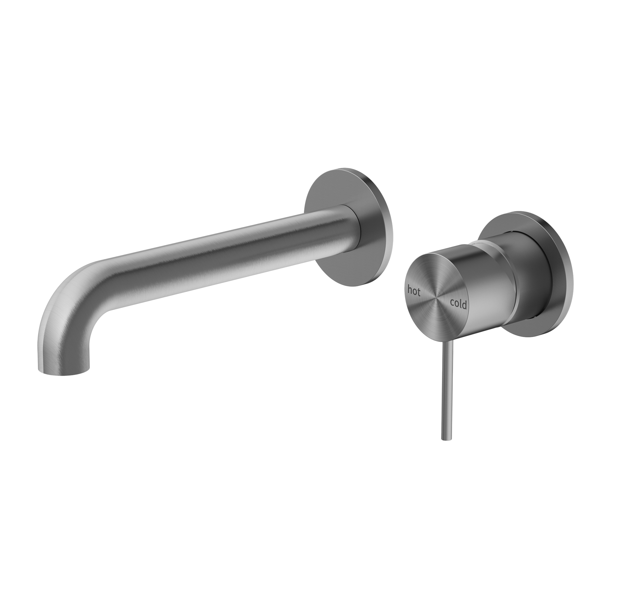 Mecca Wall Basin Mixer Separate Back Plate 185mm Spout Brushed Gunmetal