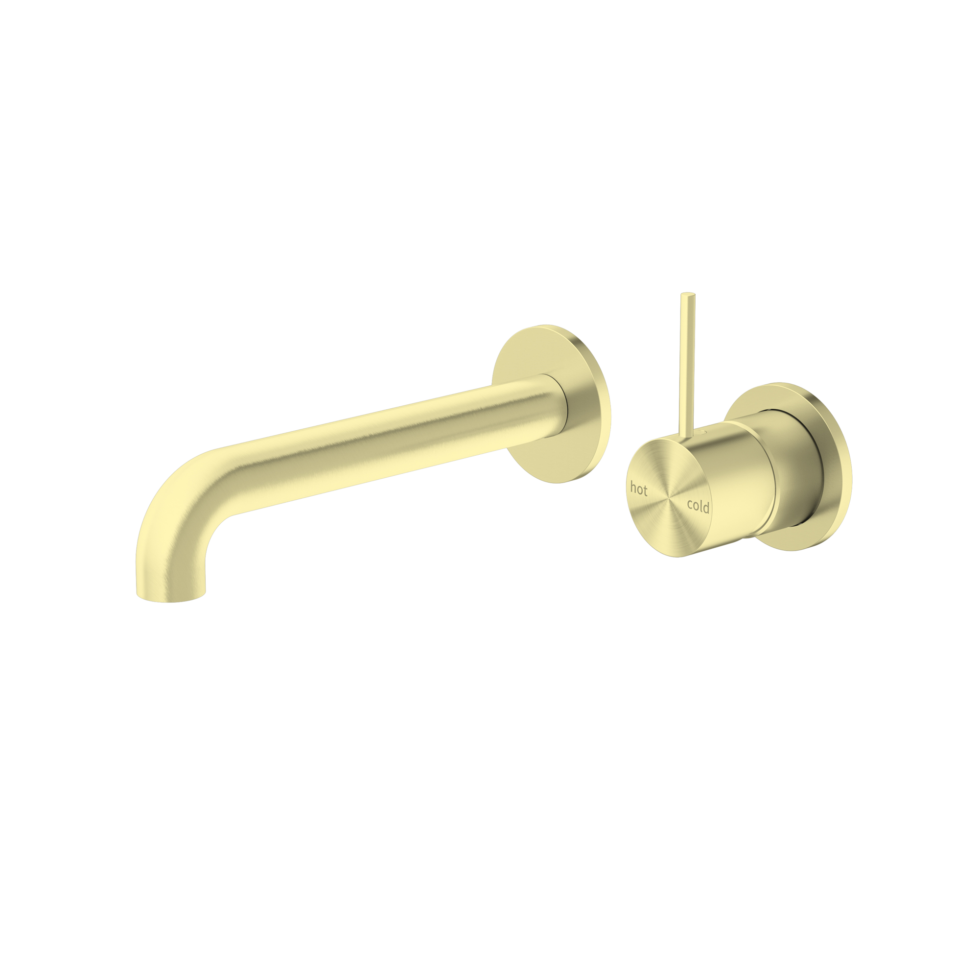 Mecca Wall Basin Mixer Separate Back Plate Handle Up 185mm Spout Brushed Gold