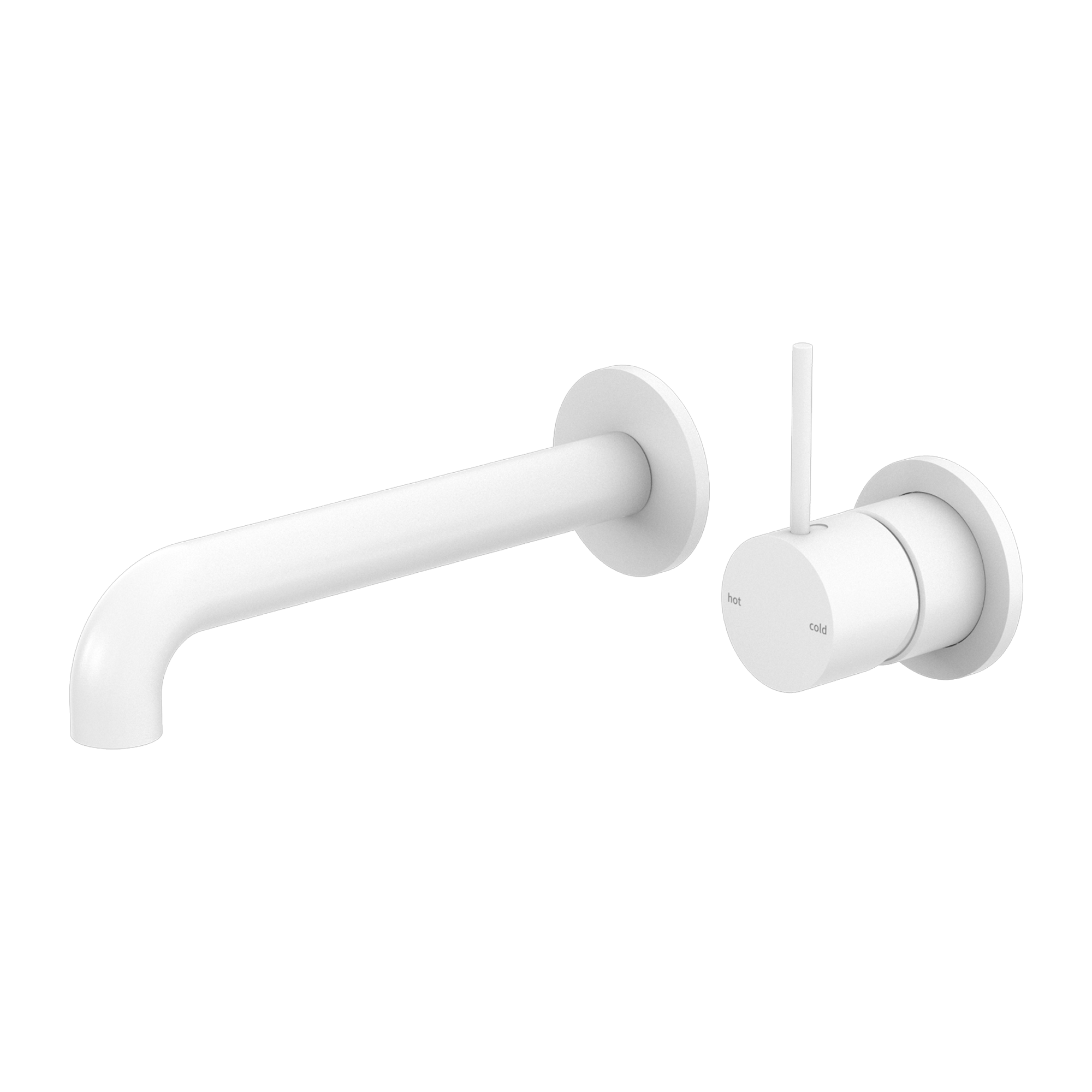 Mecca Wall Basin/Bath Mixer Separete Back Plate Handle Up 160mm Matte White