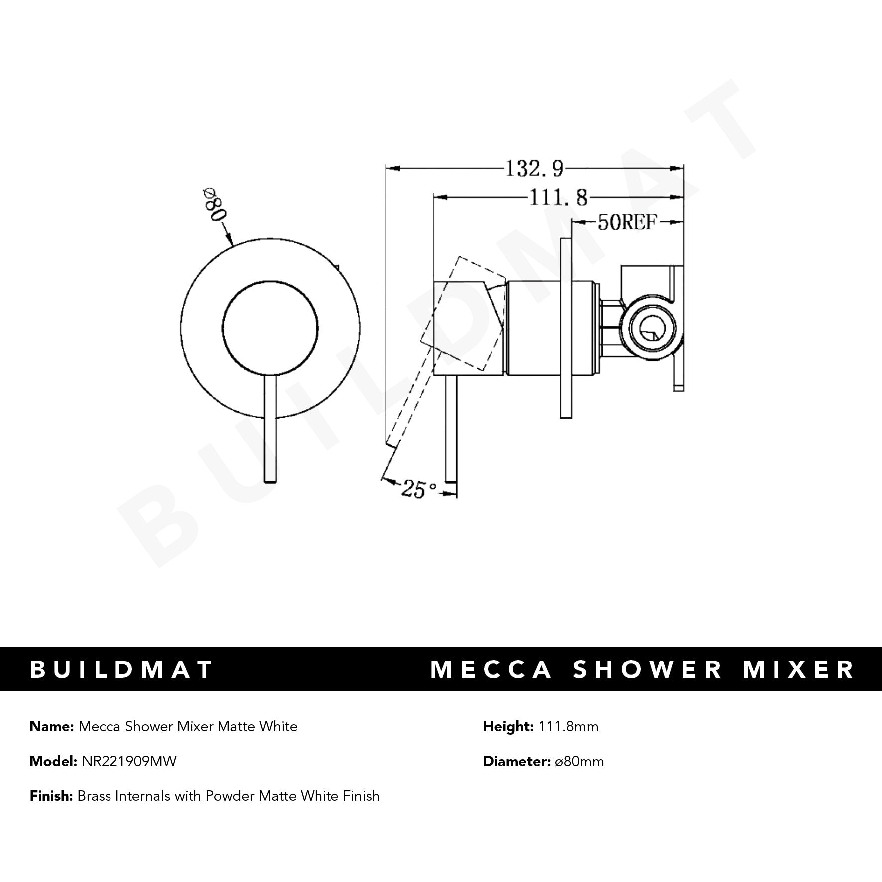 Mecca Shower Mixer Matte White