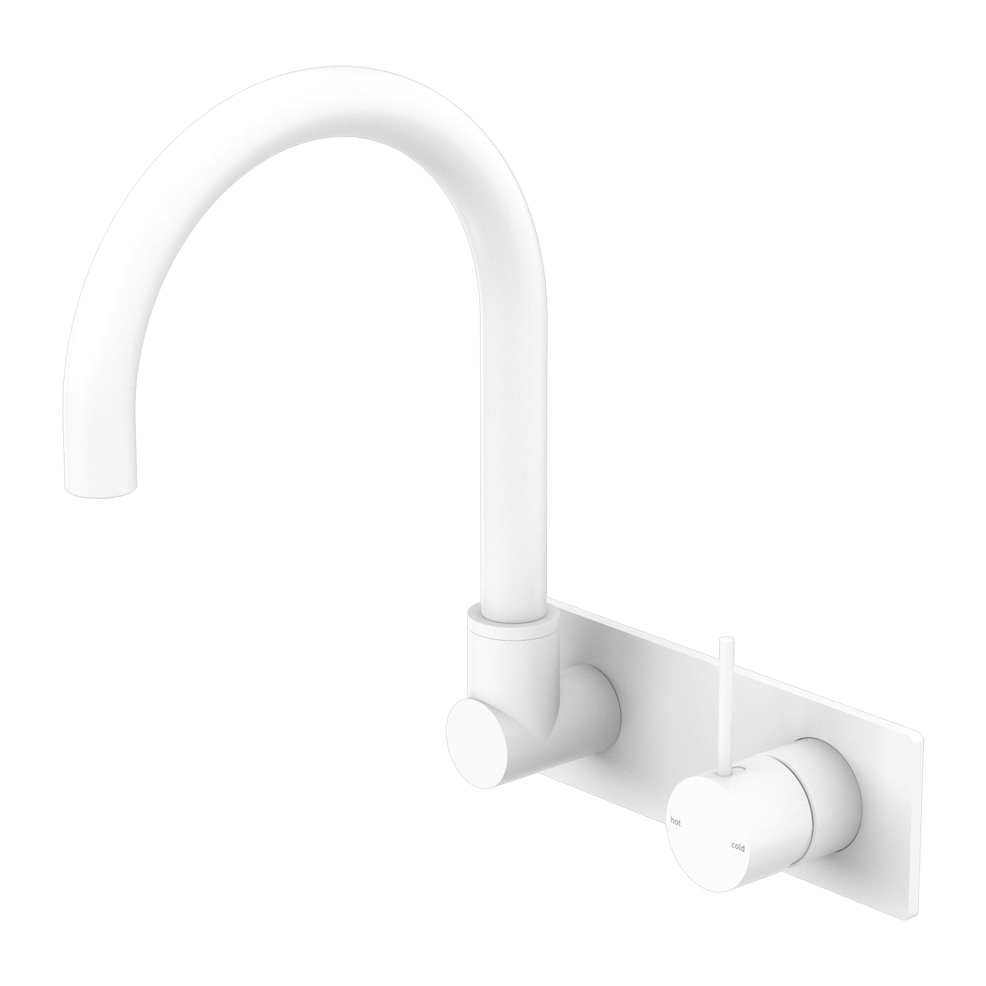 Mecca Wall Basin/Bath Mixer Swivel Spout Handle Up Matte White