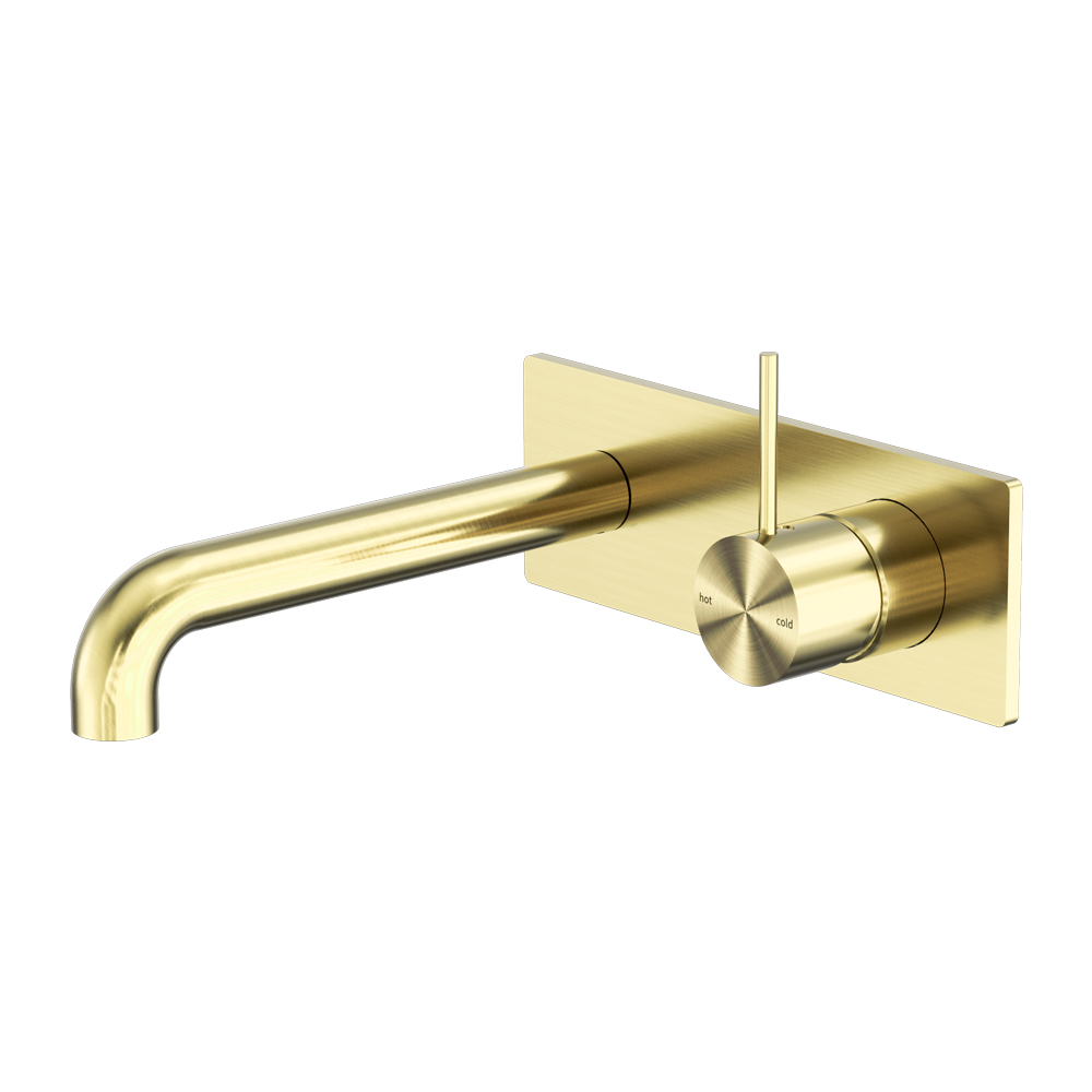 Mecca Wall Basin/Bath Mixer Handle Up 160mm Brushed Gold