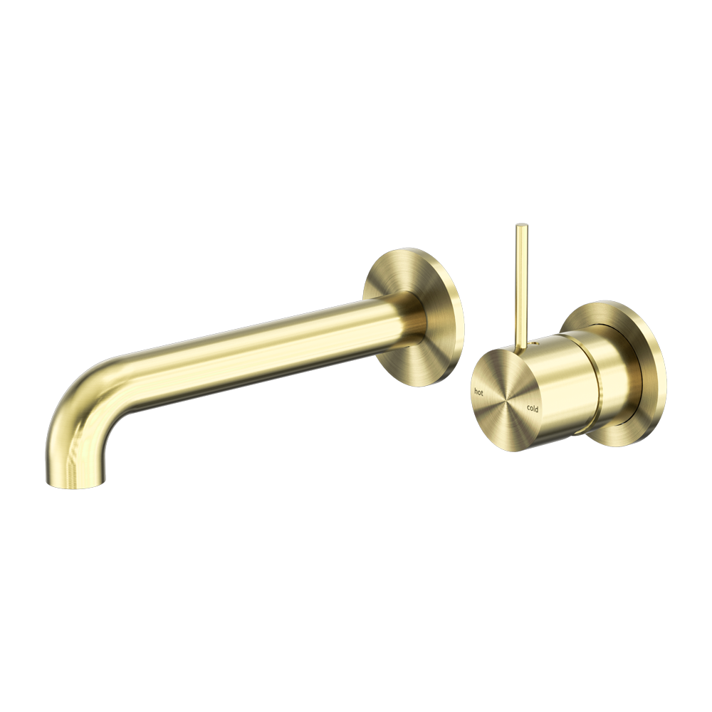 Mecca Wall Basin/Bath Mixer Separete Back Plate Handle Up 160mm Brushed Gold