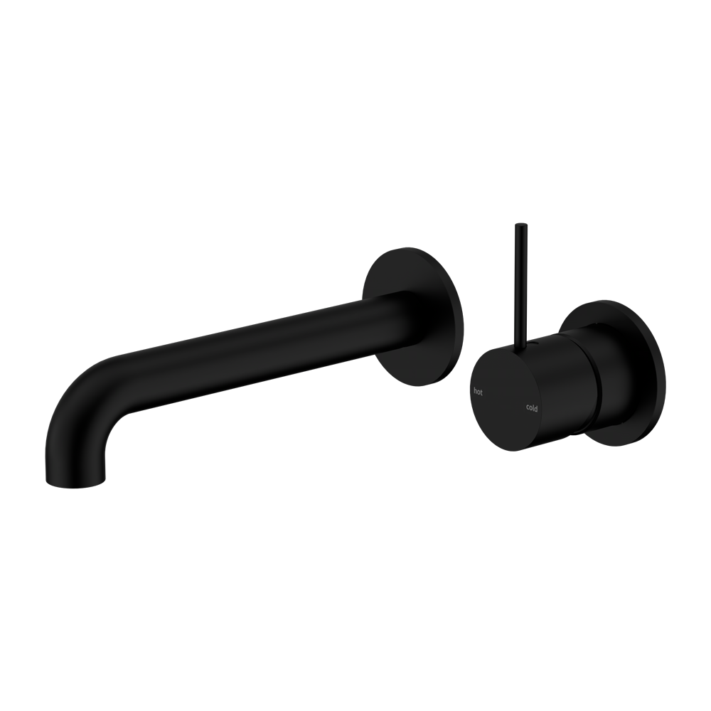 Mecca Wall Basin/Bath Mixer Separete Back Plate Handle Up 160mm Matte Black