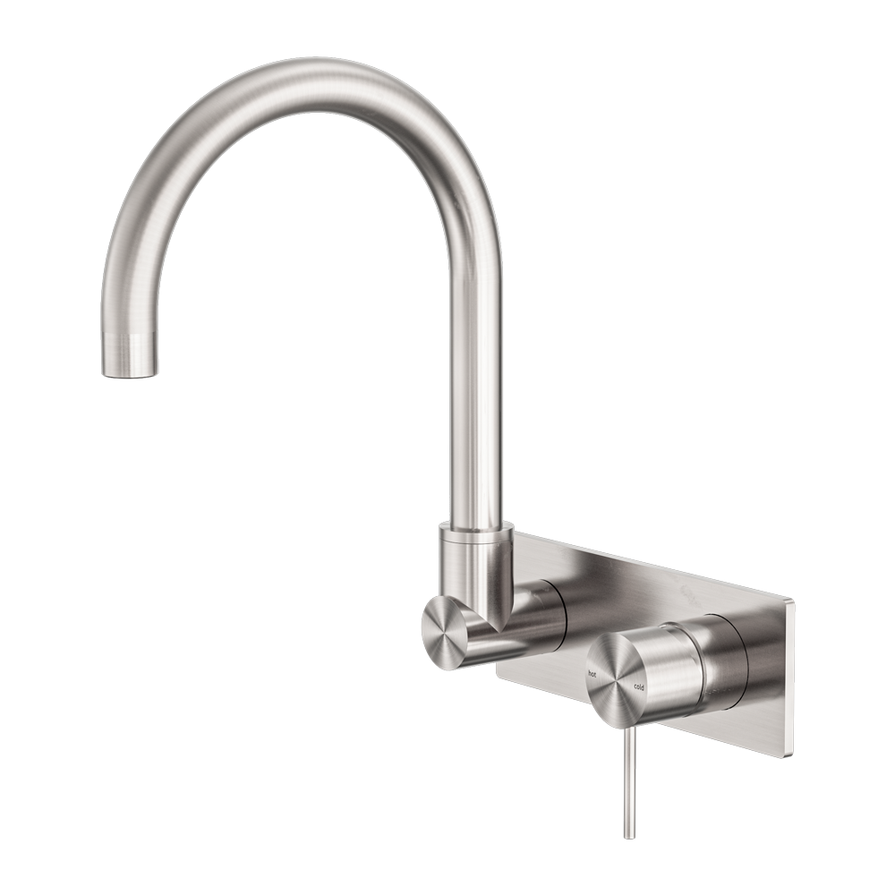 Mecca Wall Basin/Bath Mixer Swivel Spout Brushed Nickel