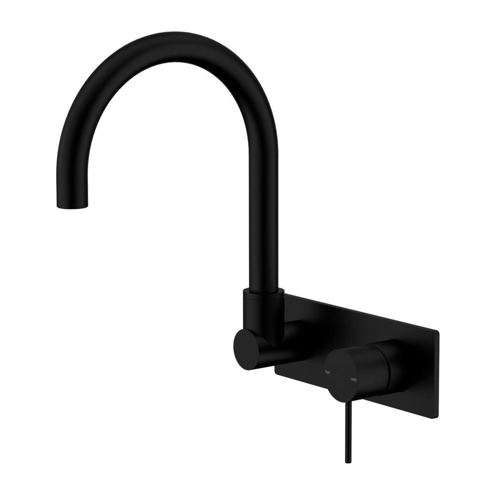 Mecca Wall Basin/Bath Mixer Swivel Spout Matte Black