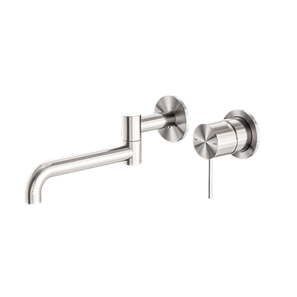 Mecca Wall Basin/Bath Mixer Swivel Spout 225mm Brushed Nickel