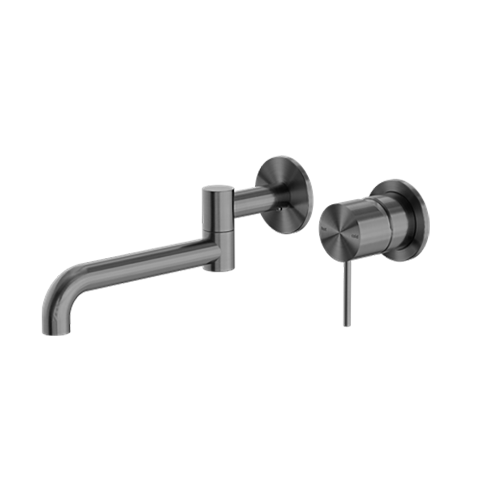 Mecca Wall Basin/Bath Mixer Swivel Spout 225mm Brushed Gunmetal