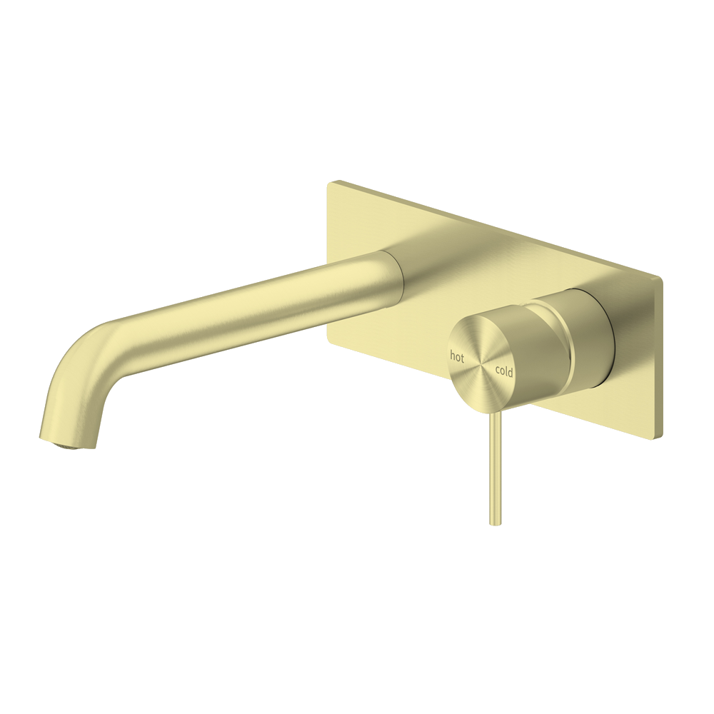 Mecca Wall Basin/Bath Mixer 230mm Spout Brushed Gold