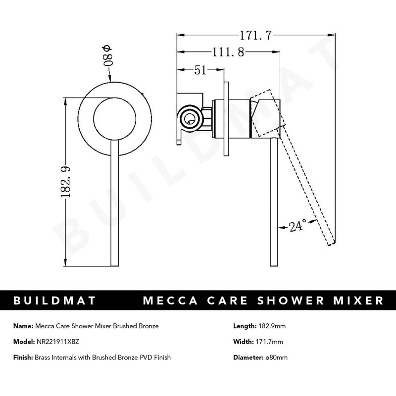 Mecca Care Shower Mixer Brushed Bronze