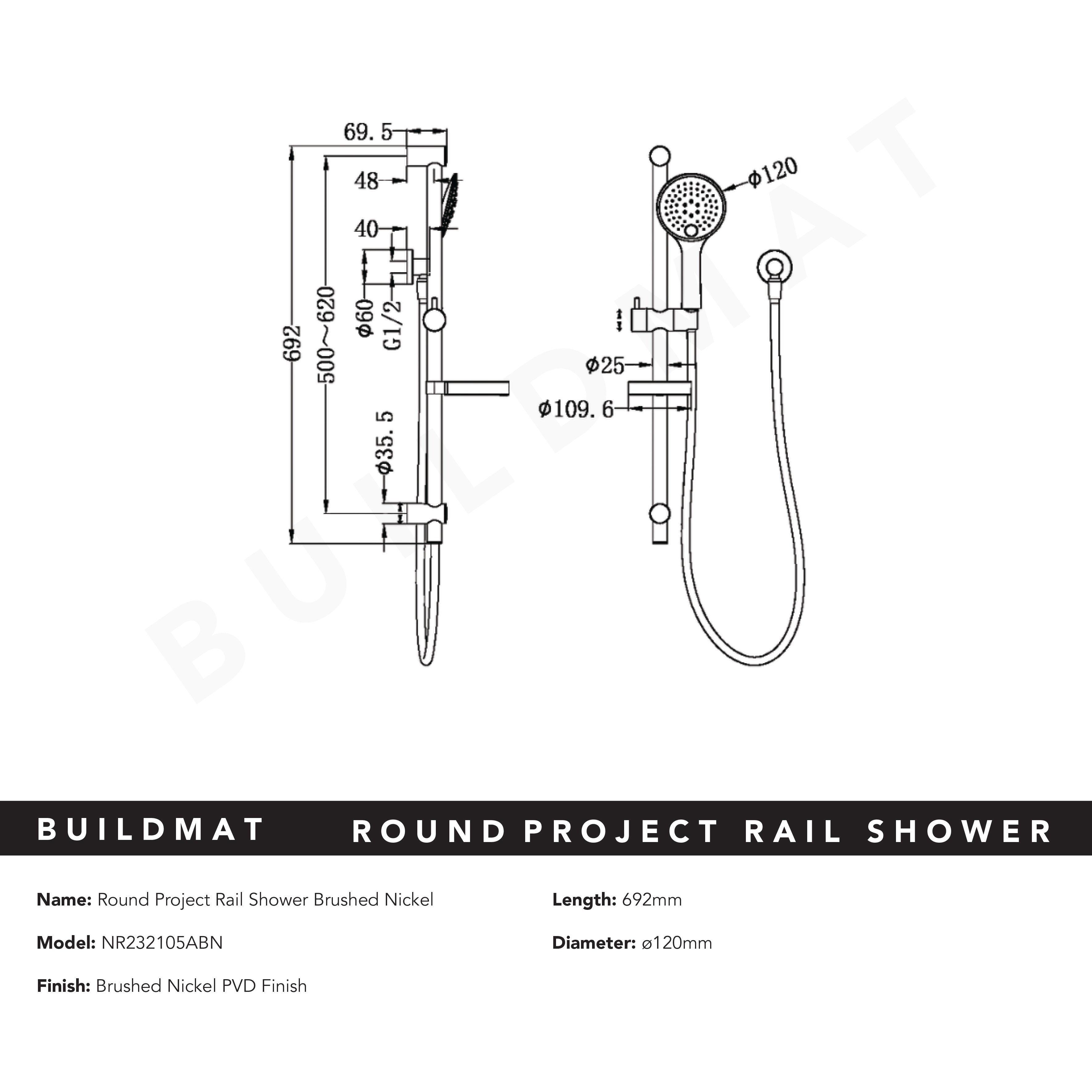 Round Project Rail Shower Brushed Nickel