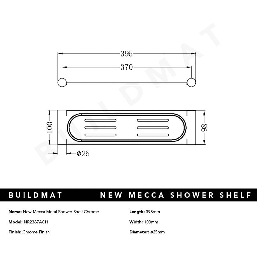 New Mecca Metal Shower Shelf Chrome