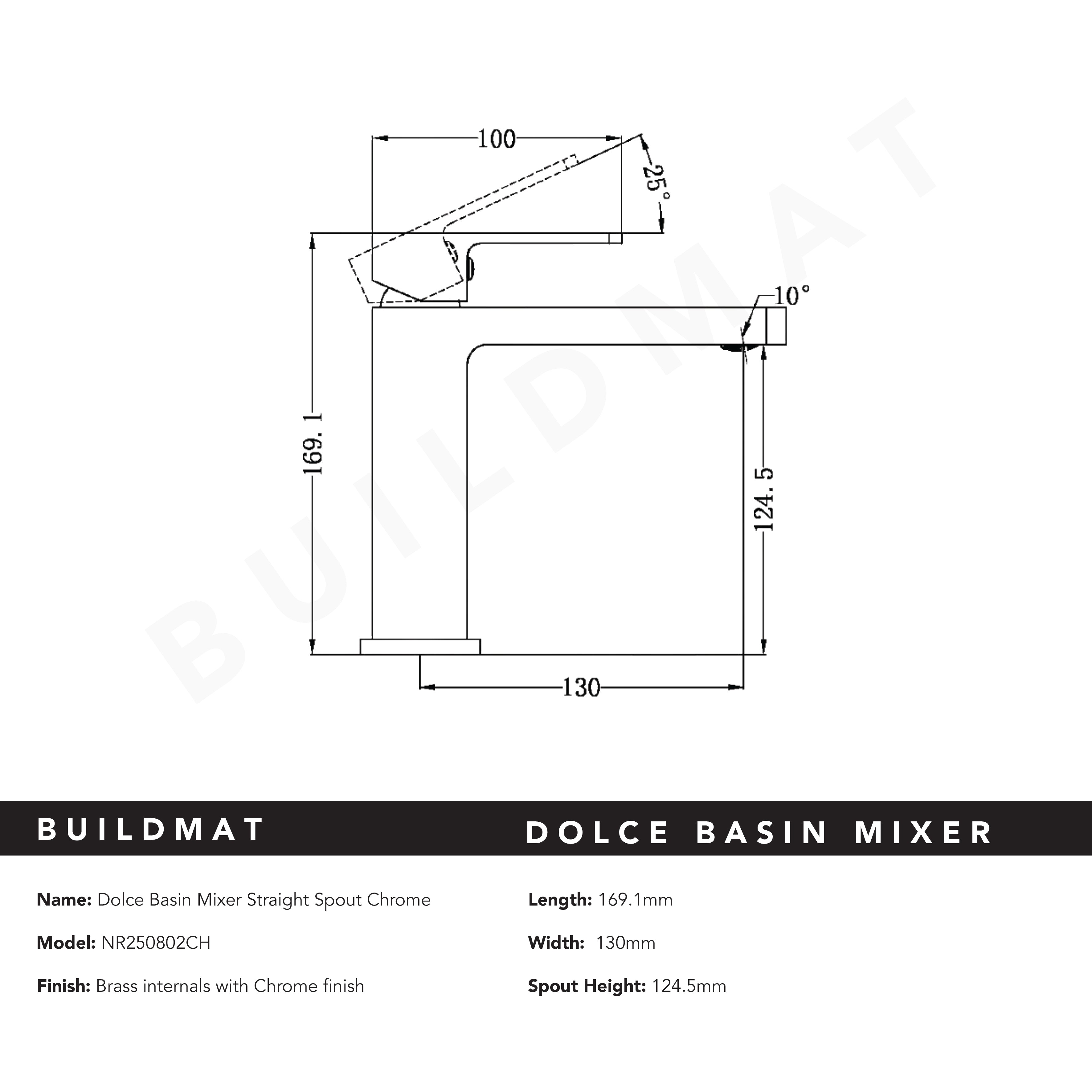 Dolce Basin Mixer Straight Spout Chrome