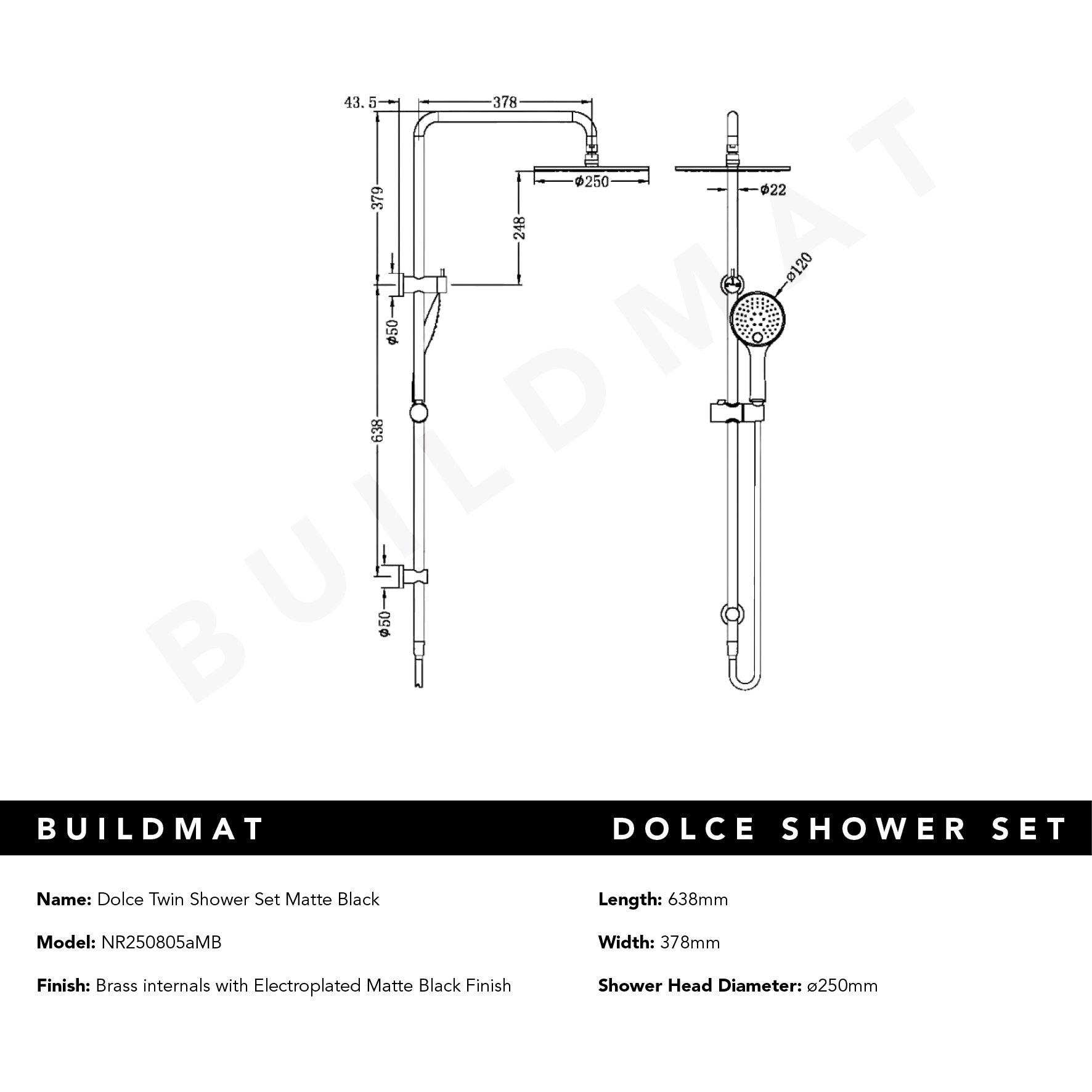 Dolce Shower Set Matte Black