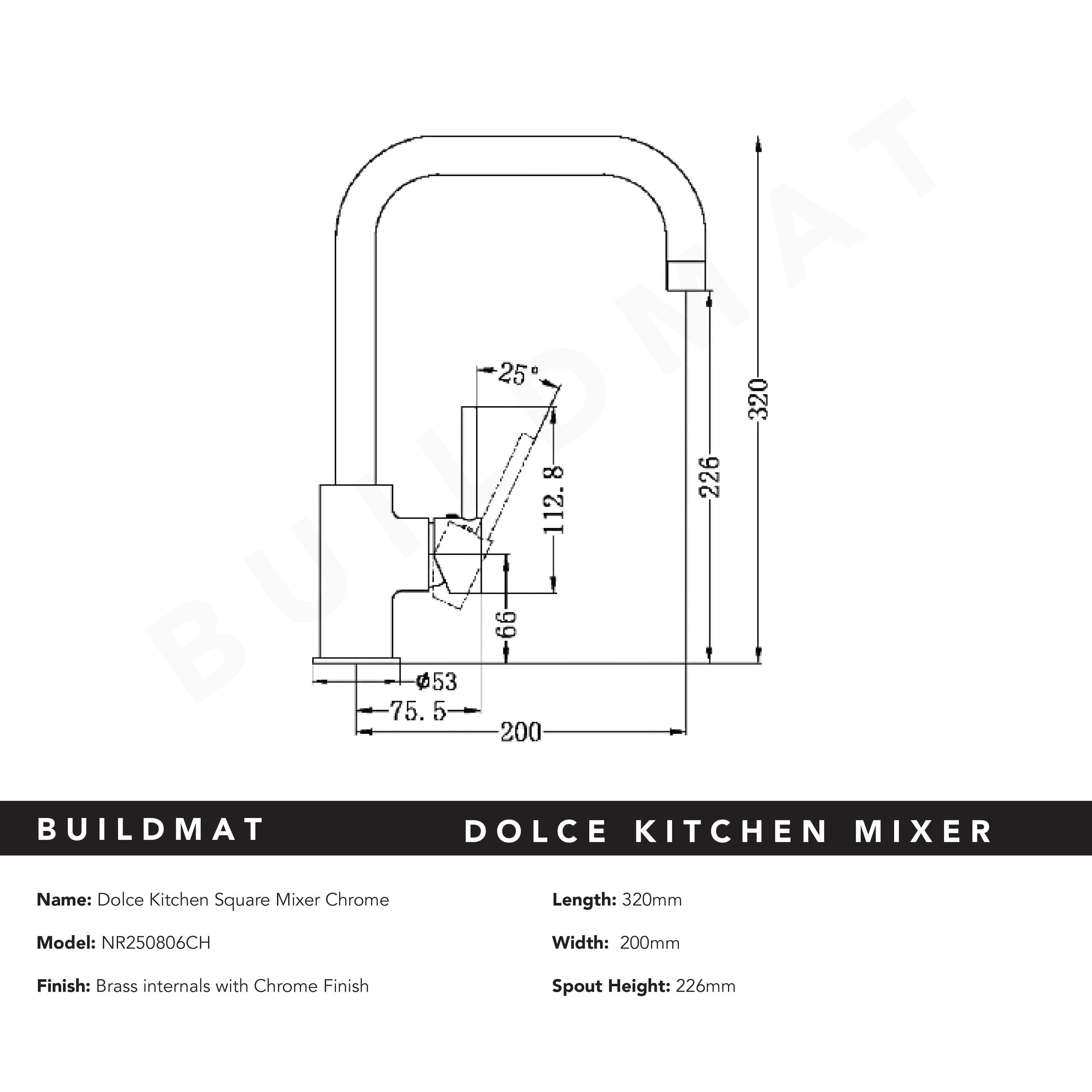 Dolce Square Kitchen Mixer Chrome