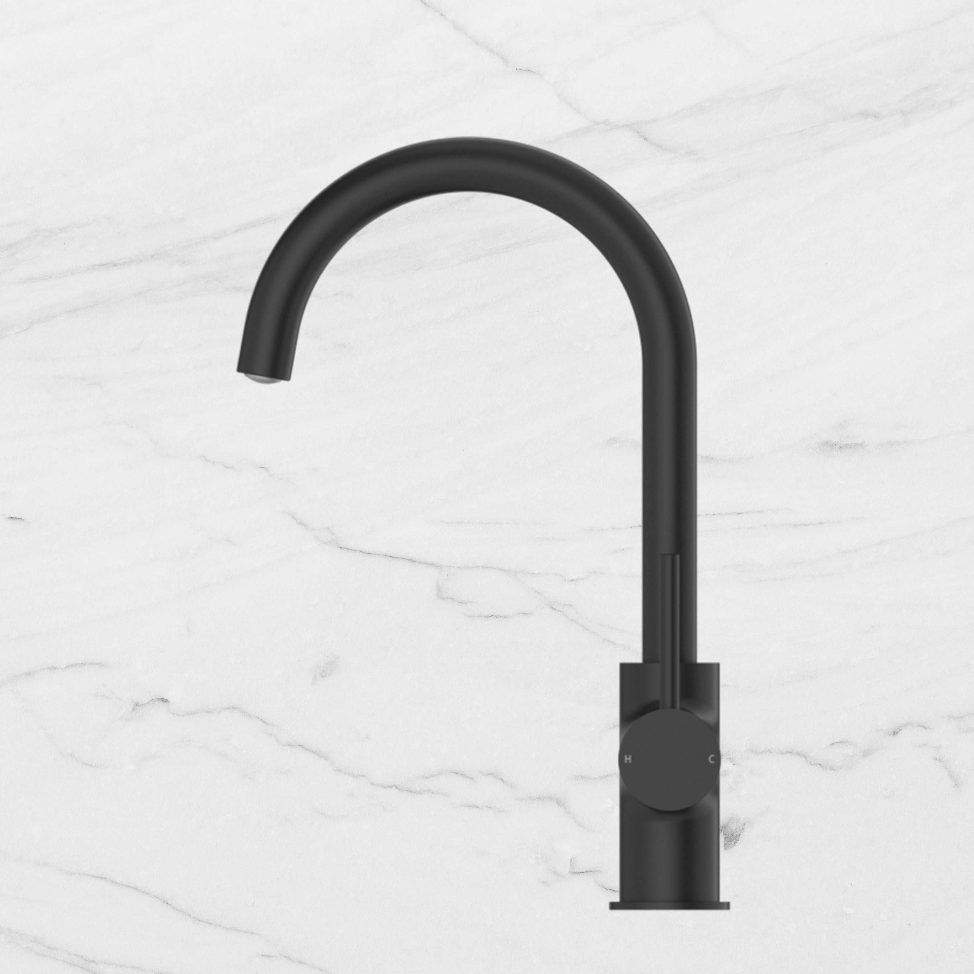 Dolce Kitchen Mixer Gooseneck Matte Black