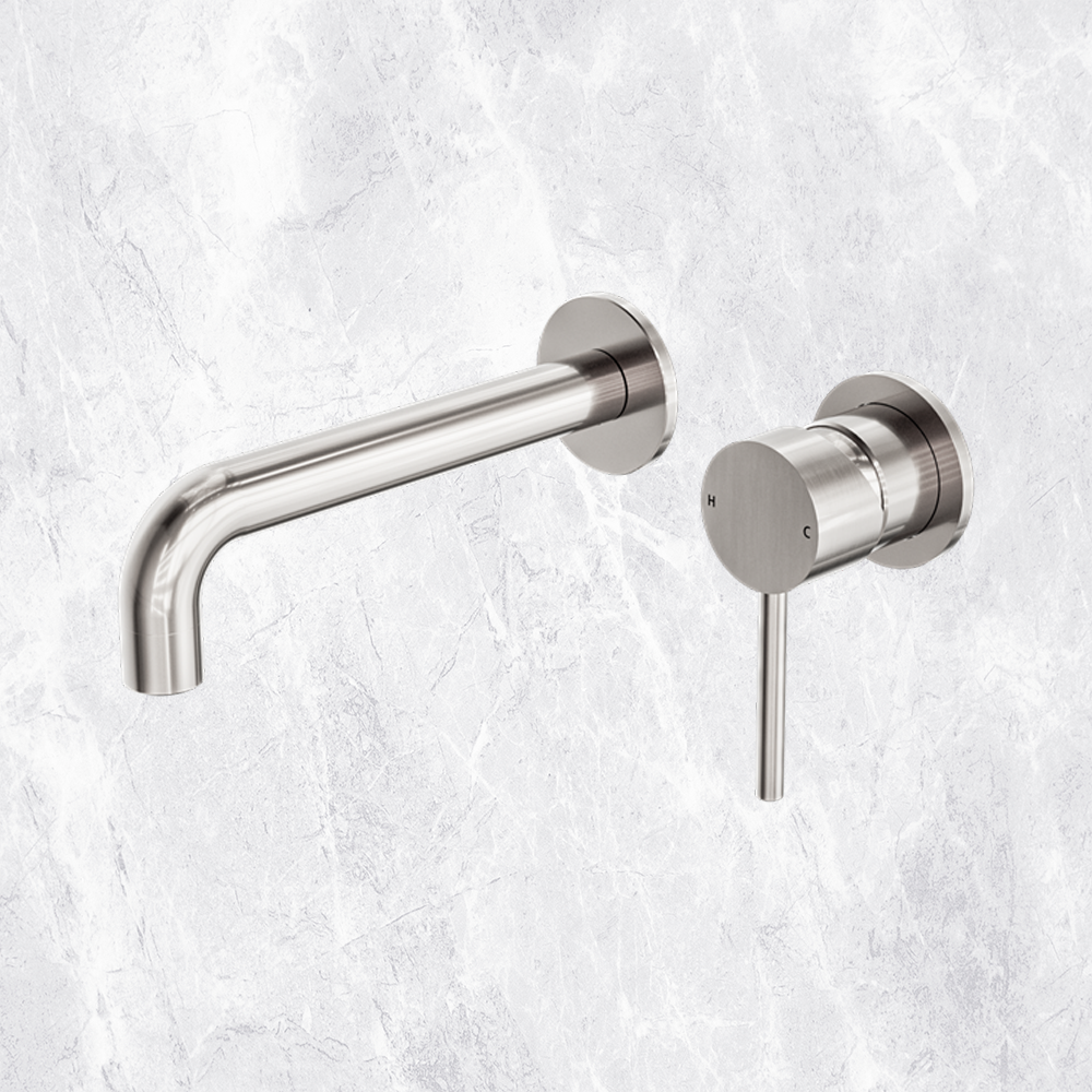 Dolce Wall Basin/Bath Mixer Separate Back Plate Brushed Nickel