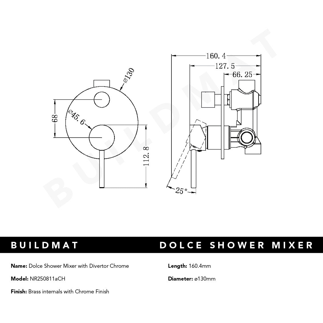 Dolce Shower Mixer with Divertor Chrome