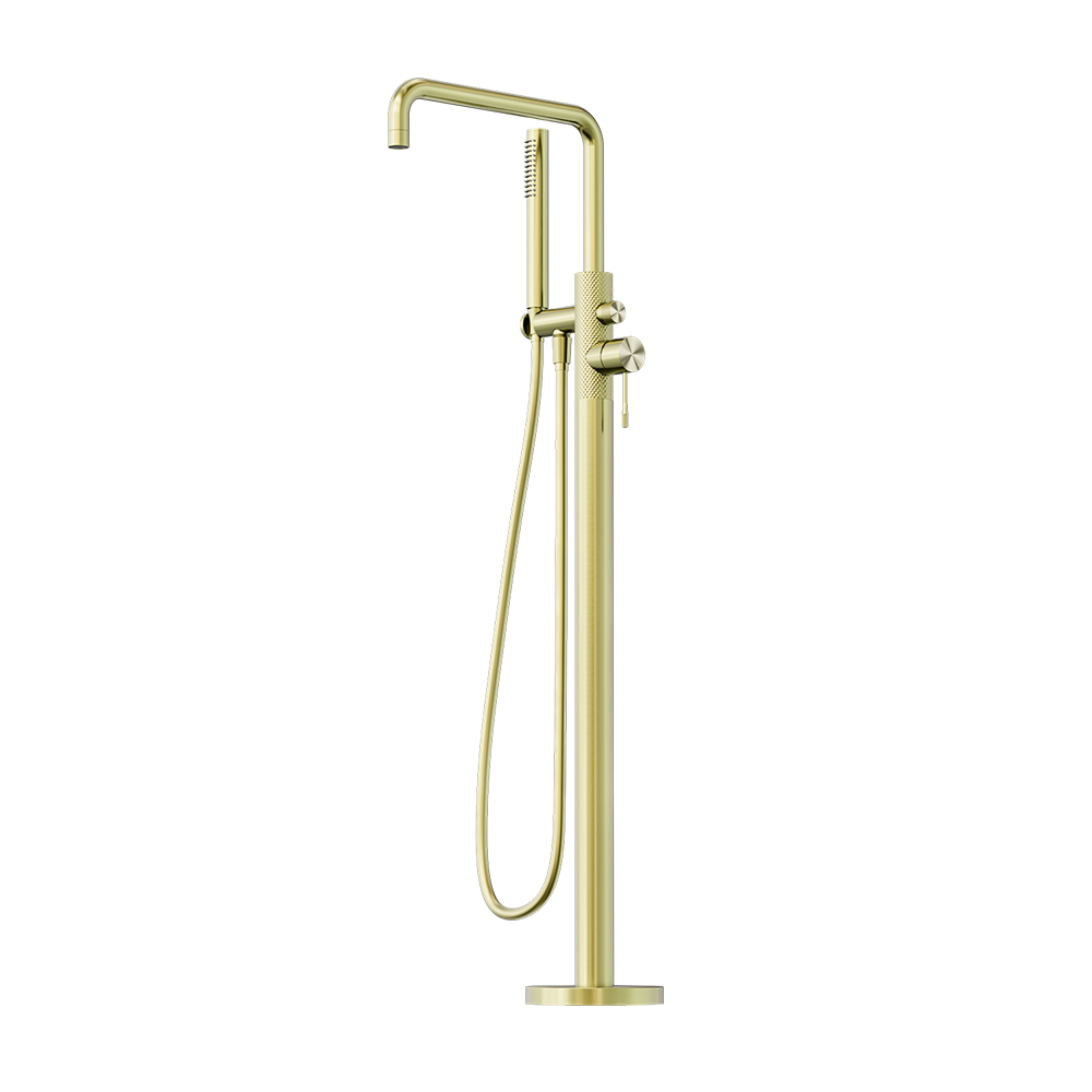 Opal Free Standing Bath Mixer with Hand Shower Brushed Gold