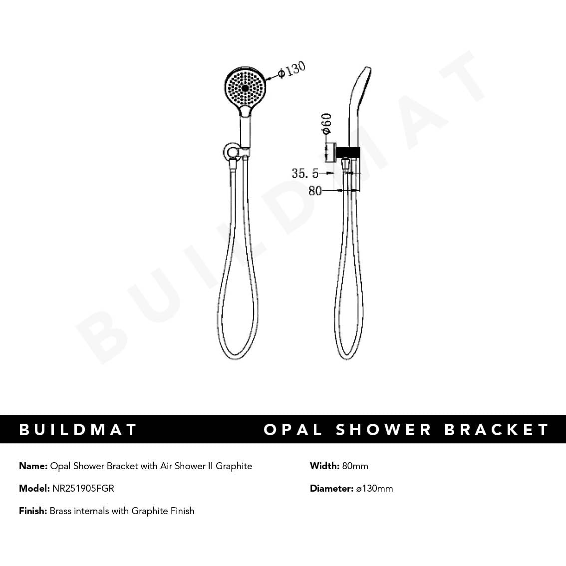 Opal Shower on Bracket with Air Shower II Graphite