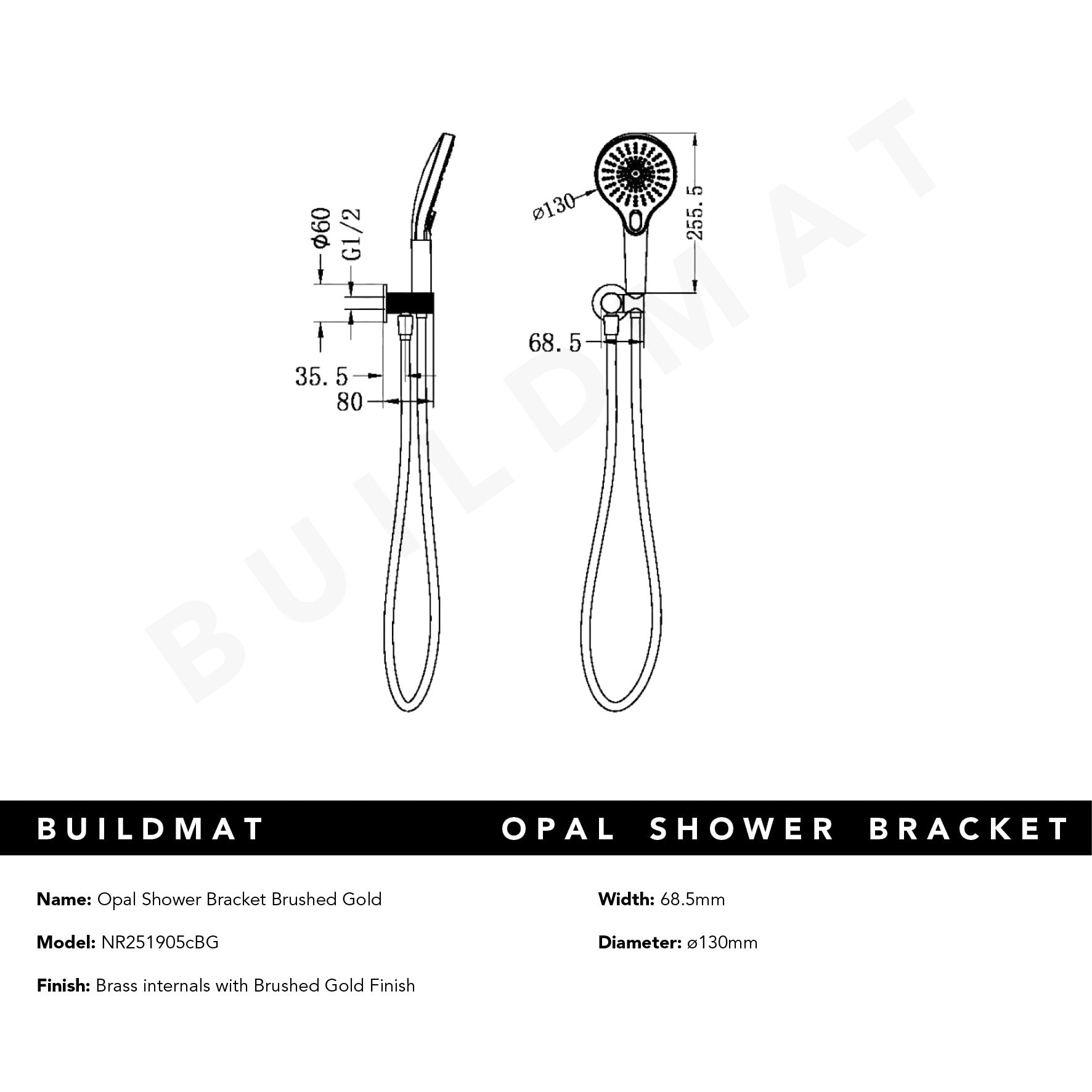 Opal Shower Bracket Brushed Gold