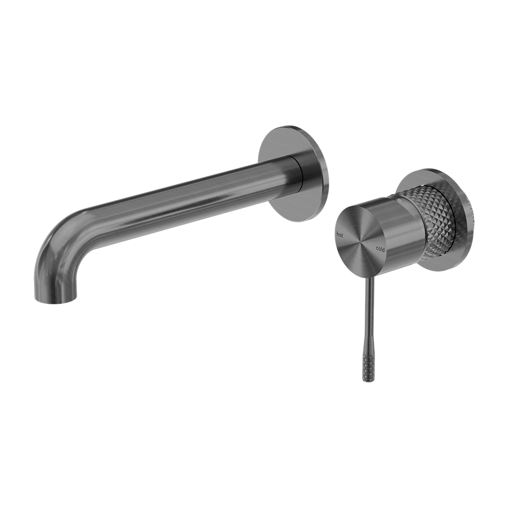 Opal Wall Basin/Bath Mixer Separate Black Plate 260mm Spout Graphite