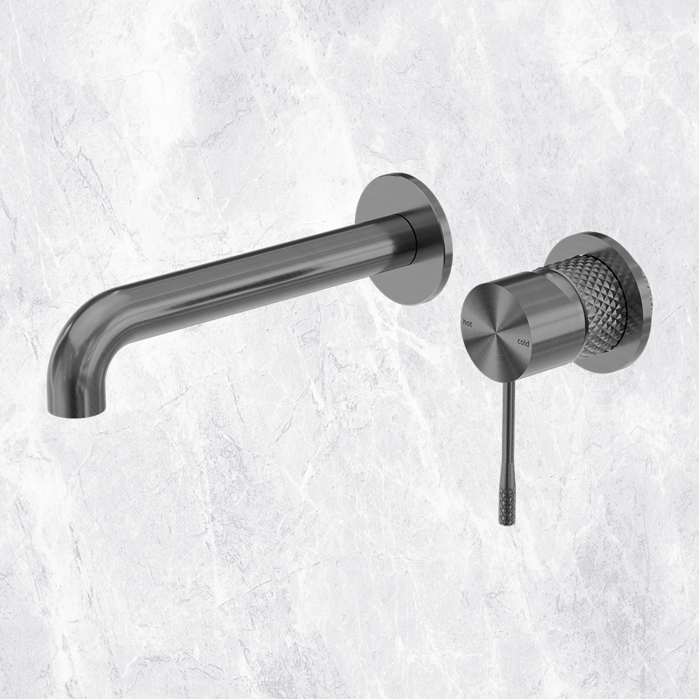 Opal Wall Basin/Bath Mixer Separate Black Plate 260mm Spout Graphite