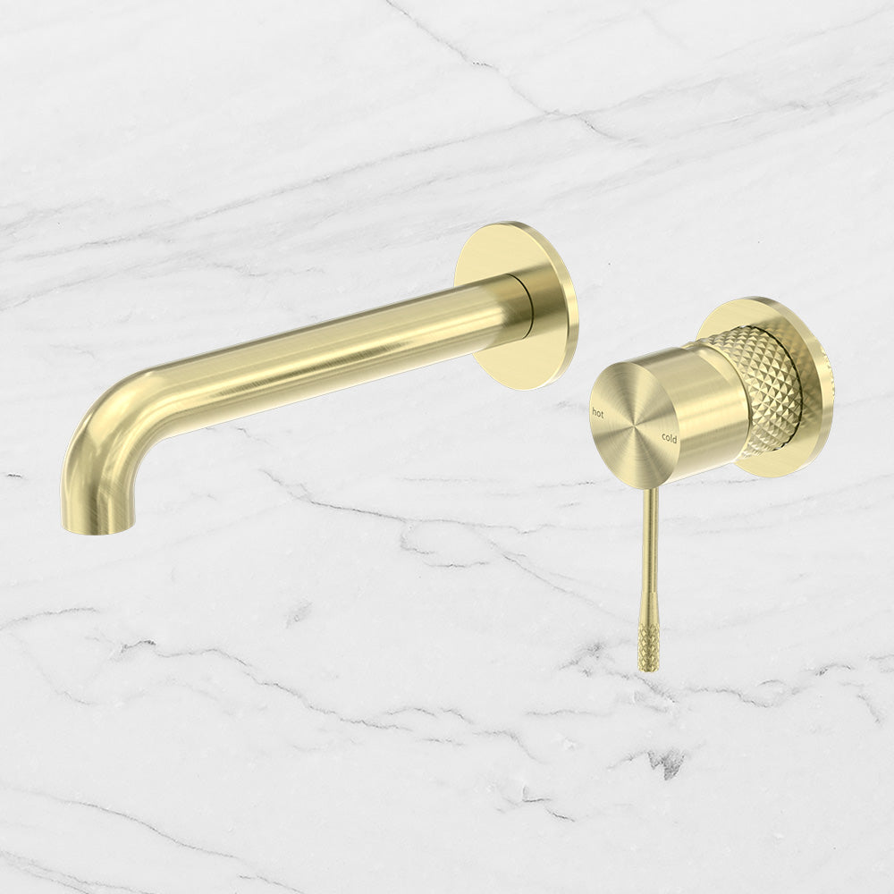 Mecca Wall Basin/Bath Mixer 230mm Spout Brushed Gold