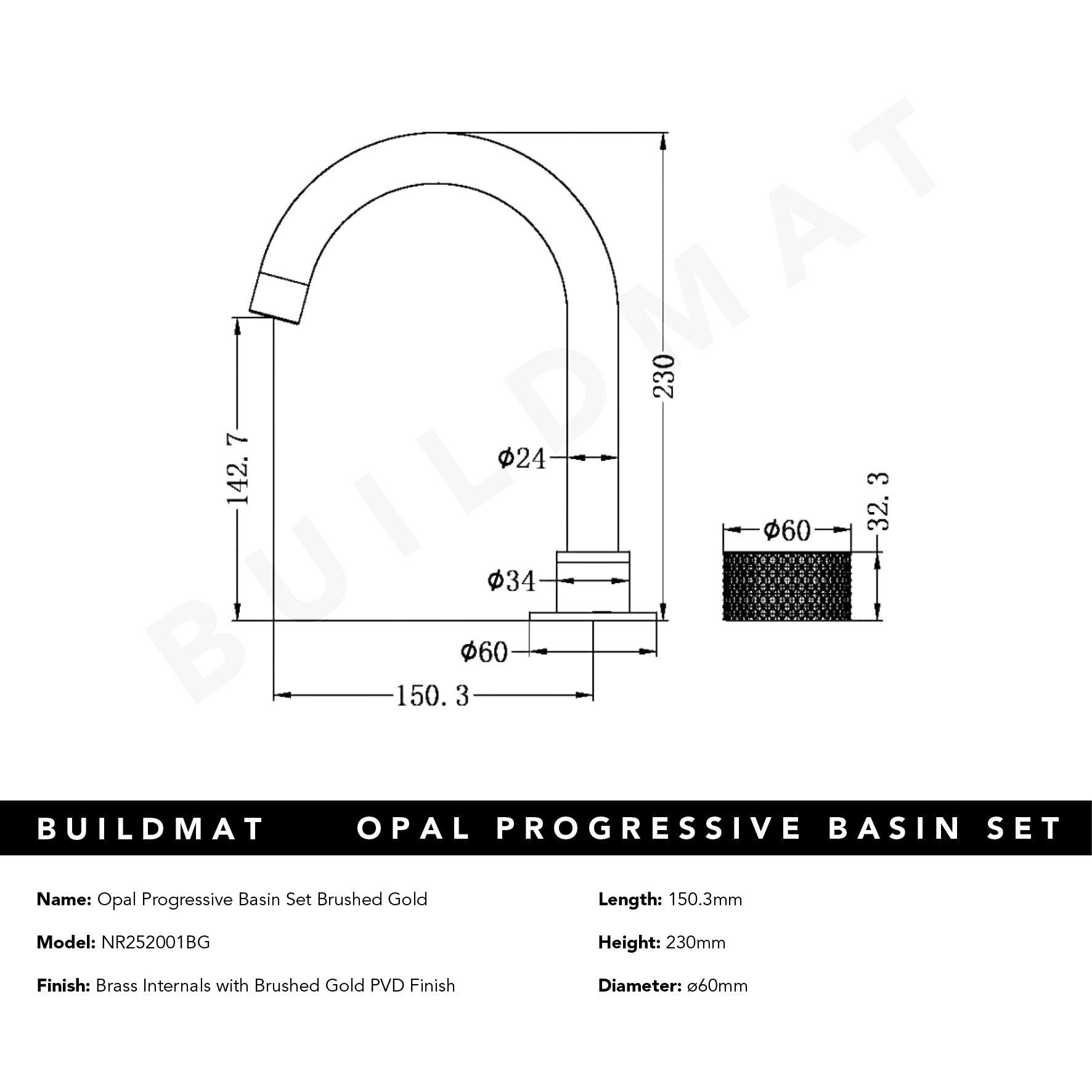 Opal Progressive Basin Set Brushed Gold