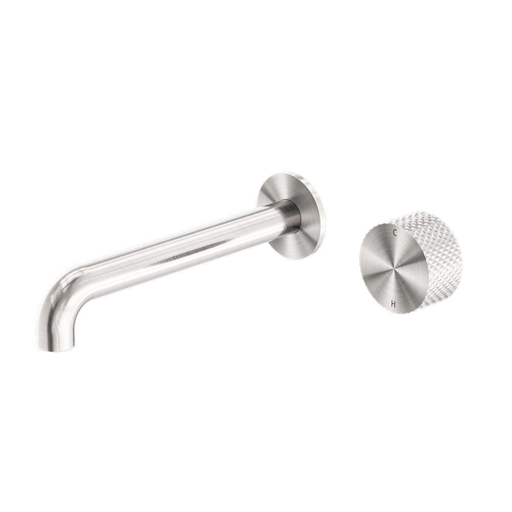 Opal Progressive Wall Basin/Bath Set 230mm Spout Brushed Nickel