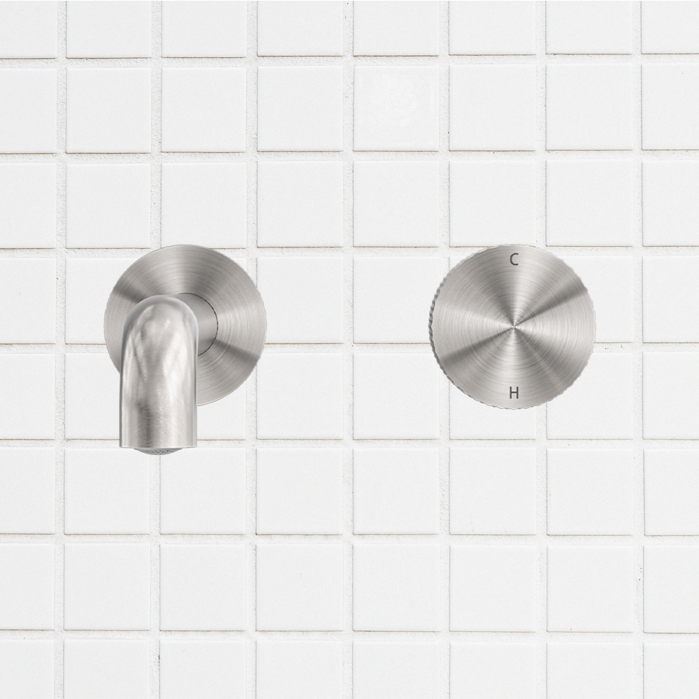 Opal Progressive Wall Basin/Bath Set 185mm Spout Brushed Nickel