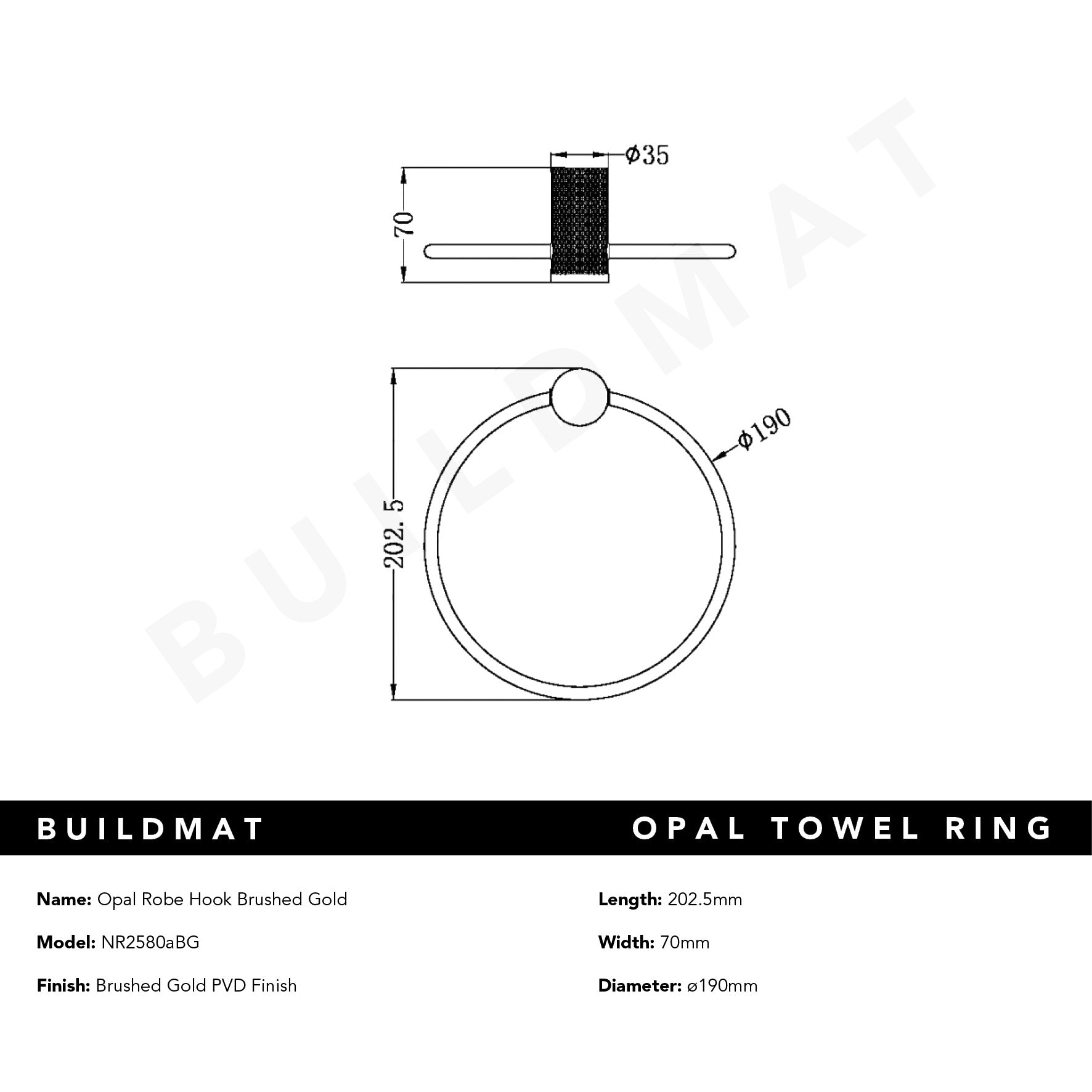 Opal Towel Ring Brushed Gold