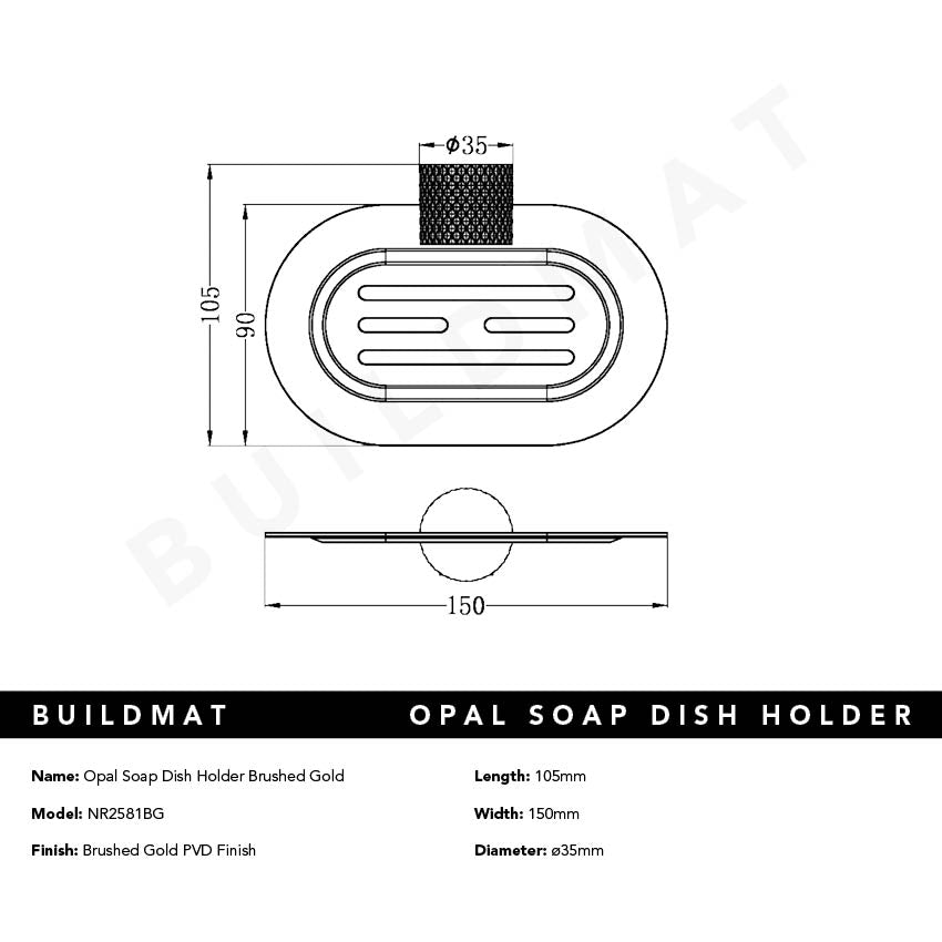 Opal Soap Dish Holder Brushed Gold