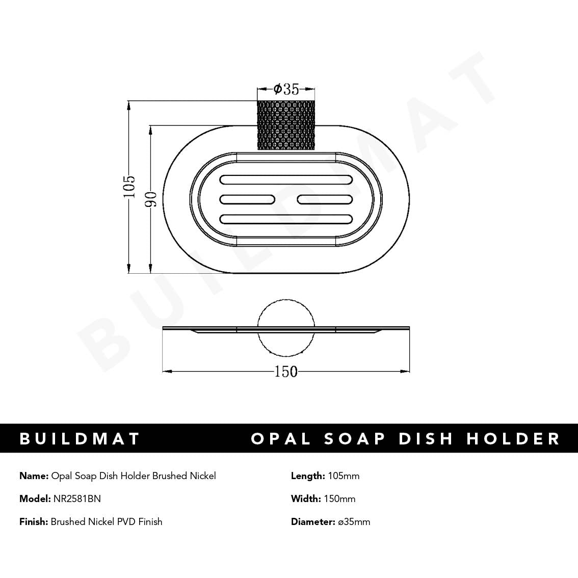 Opal Soap Dish Holder Brushed Nickel