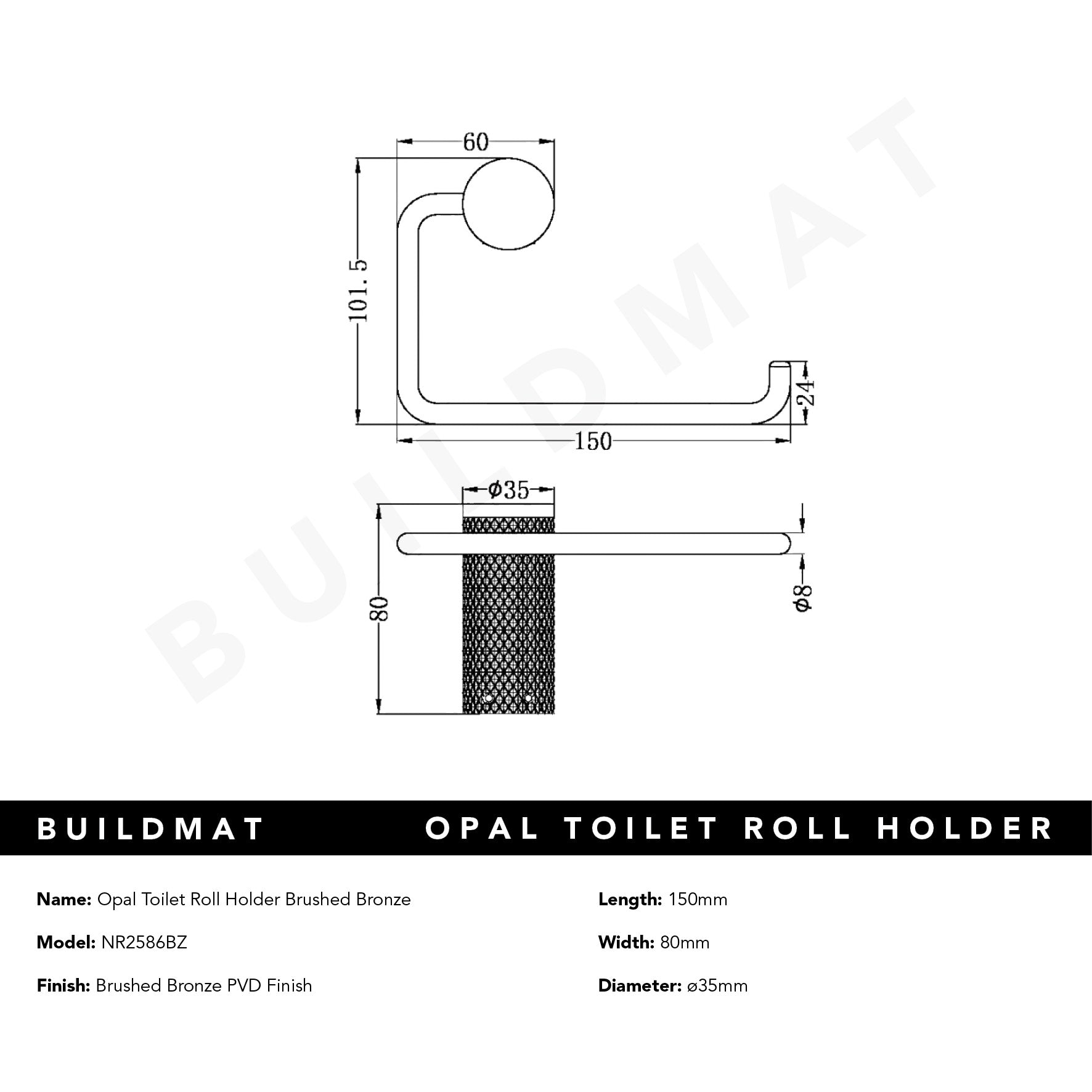 Opal Toilet Roll Holder Brushed Bronze