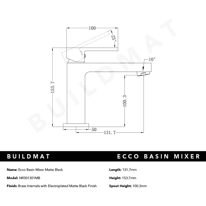 Ecco Basin Mixer Matte Black