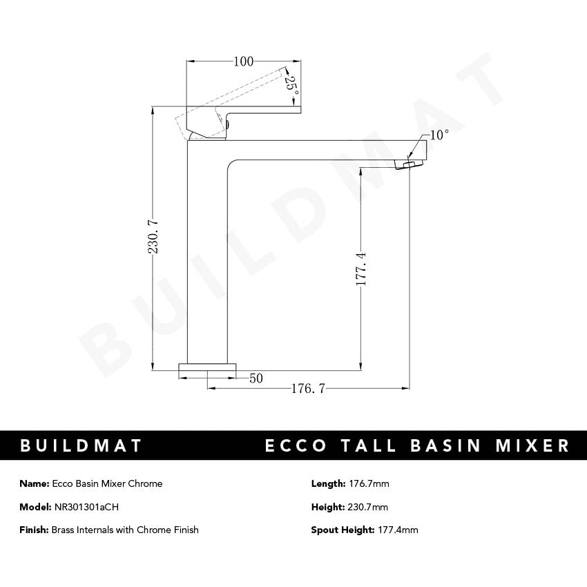 Ecco Tall Basin Mixer Chrome