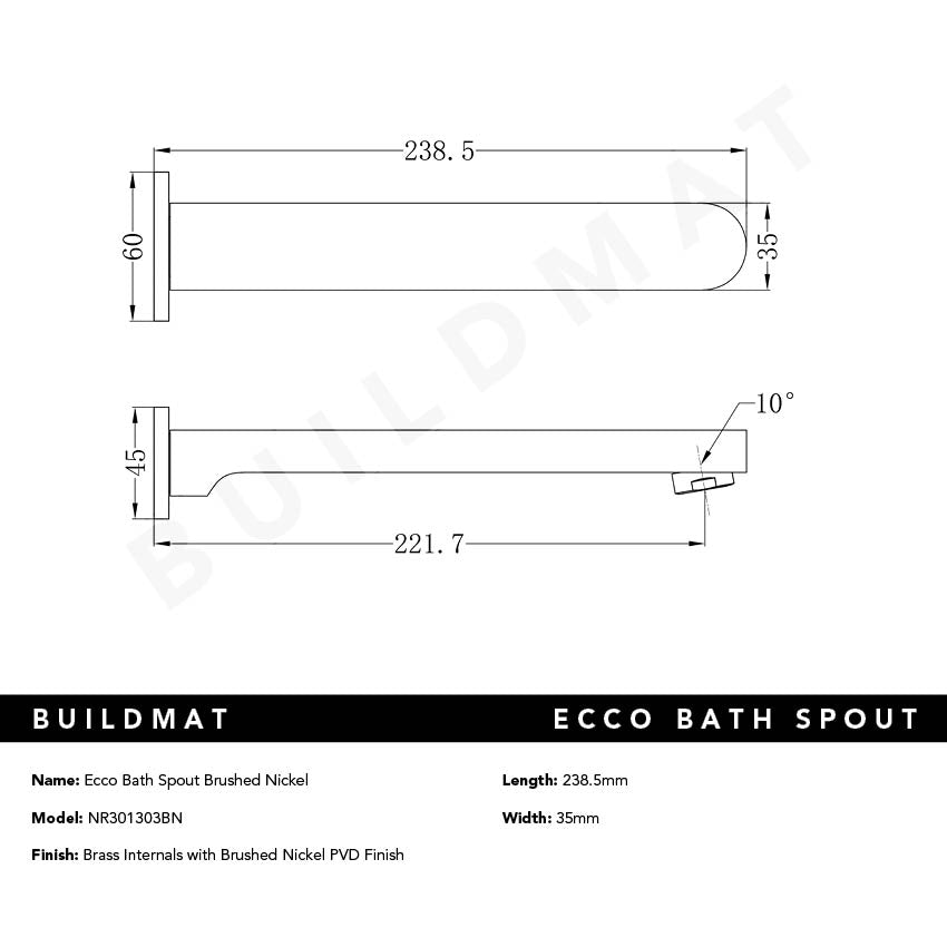 Ecco Bath/Basin Spout Brushed Nickel