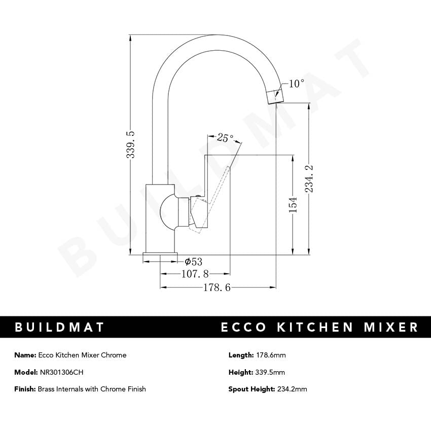 Ecco Kitchen Mixer Chrome