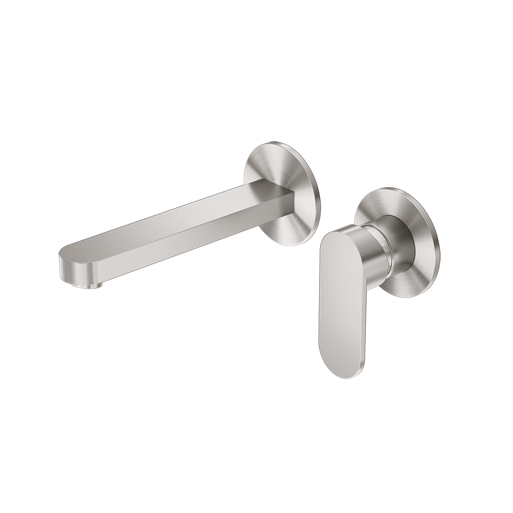 Ecco Wall Basin/Bath Mixer Separate Back Plate 200mm Brushed Nickel