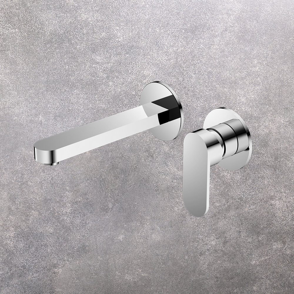 Ecco Wall Basin/Bath Mixer Separate Back Plate 200mm Chrome