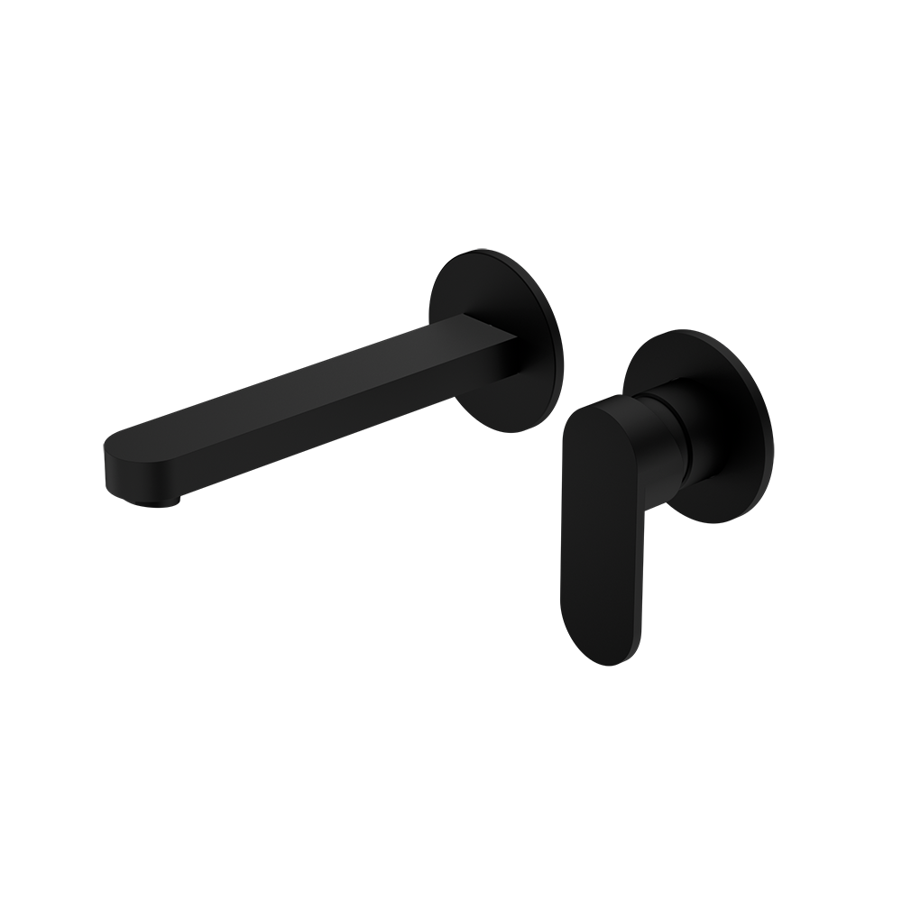 Ecco Wall Basin/Bath Mixer Separate Back Plate 200mm Matte Black