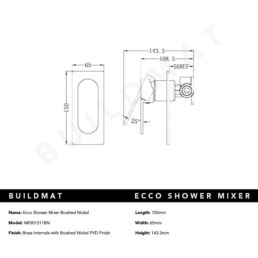 Ecco Shower Mixer Brushed Nickel